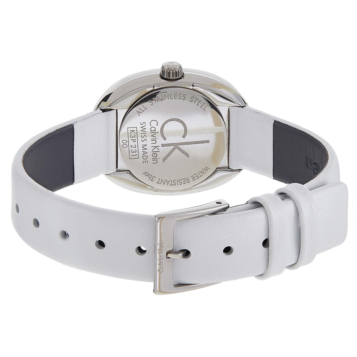 Shop Authentic Calvin Klein Incentive White Dial White Leather Strap Watch for Women - K3P231L6 - Luxxuri
