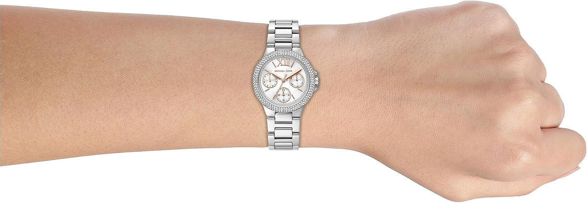  Shop Authentic Michael Kors Camille Chronograph White Dial Silver Steel Strap Watch For Women - MK7198 - Luxxuri