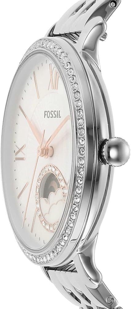 Shop Authentic Fossil Jacqueline Multifunction Moonphase White Dial Silver Steel Strap Watch for Women - ES5164 - Luxxuri