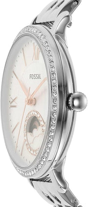  Shop Authentic Fossil Jacqueline Multifunction Moonphase White Dial Silver Steel Strap Watch for Women - ES5164 - Luxxuri