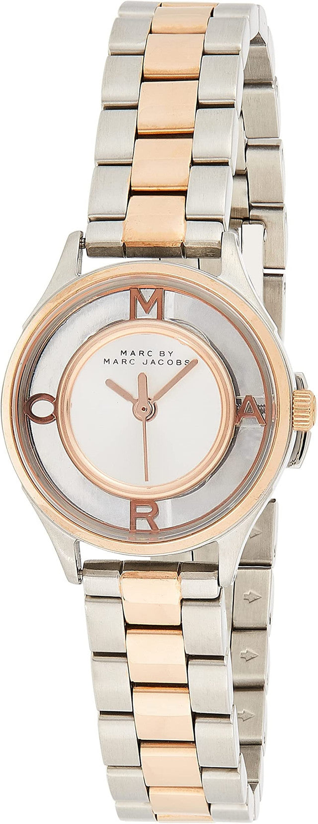  Shop Authentic Marc Jacobs Tether Transparent White Dial Two Tone Steel Strap Watch for Women - MBM3418 - Luxxuri