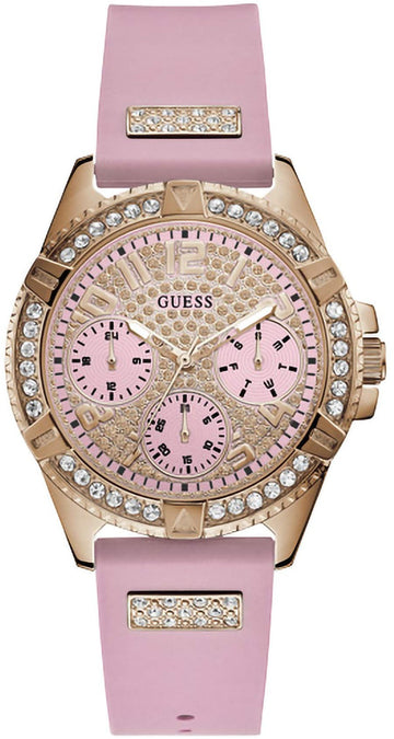  Shop Authentic Guess Frontier Diamonds Rose Gold Dial Pink Rubber Strap Watch For Women - W1160L5 - Luxxuri