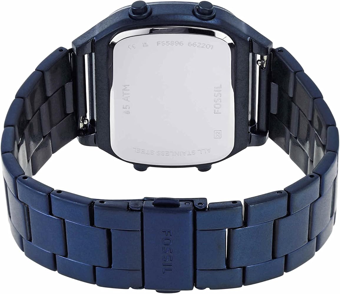  Shop Authentic Fossil Retro Analog-Digital Black Dial Blue Steel Strap Watch for Men - FS5896 - Luxxuri