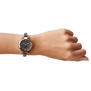  Shop Authentic Fossil Georgia Smoke Grey Dial Grey Leather Strap Watch for Women - ES3077 - Luxxuri
