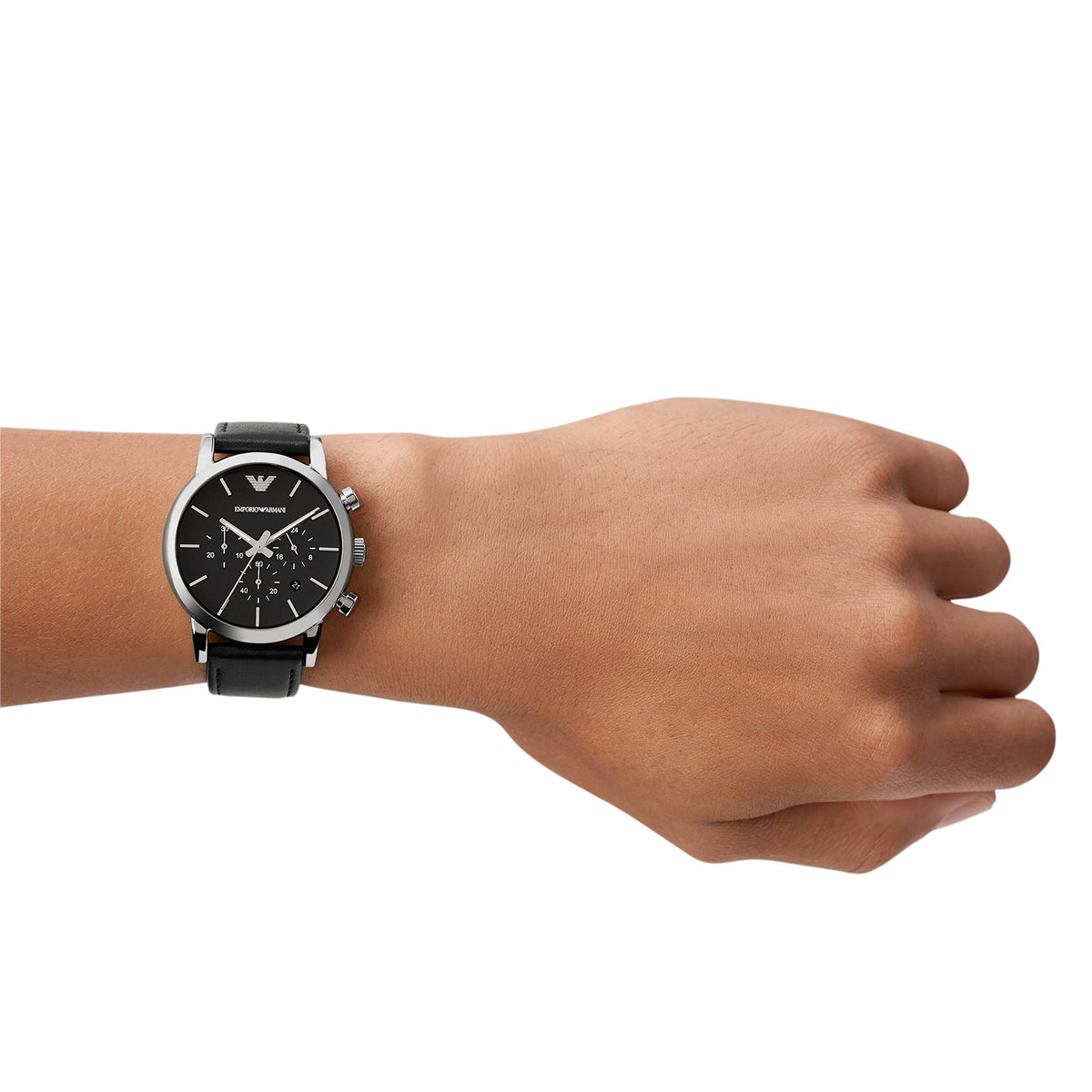  Shop Authentic Emporio Armani Classic Chronograph Black Dial Black Leather Strap Watch For Men - AR1733 - Luxxuri