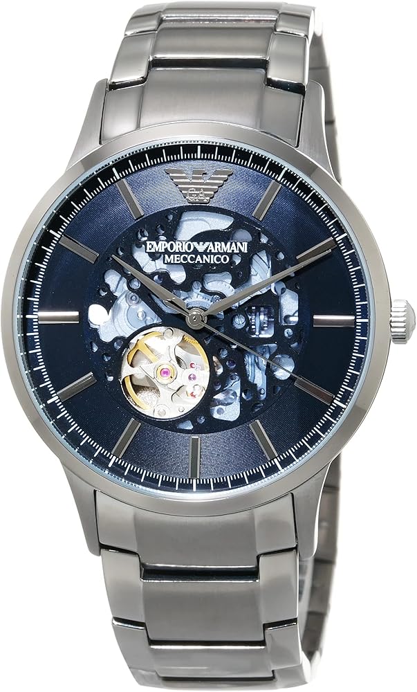  Shop Authentic Emporio Armani Renato Automatic Blue Dial Grey Steel Strap Watch For Men - AR60056 - Luxxuri