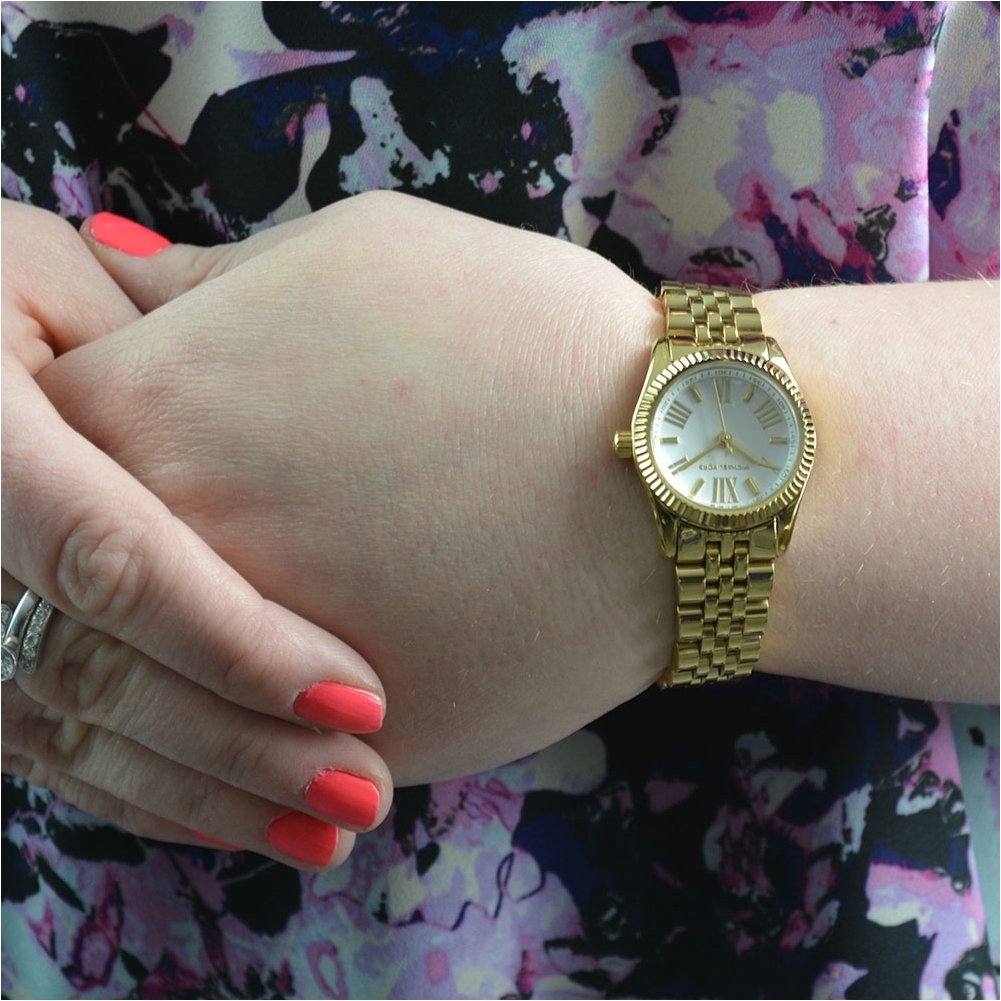  Shop Authentic Michael Kors Lexington Quartz Silver Dial Gold Steel Strap Watch For Women - MK3229 - Luxxuri