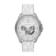  Shop Authentic Michael Kors Brecken Chronograph Silver Dial White Leather Strap Watch For Men - MK8949 - Luxxuri
