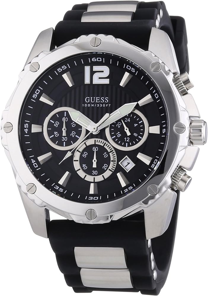  Shop Authentic Guess Intrepid Chronograph Black Dial Two Tone Steel Strap Watch for Men - W0167G1 - Luxxuri