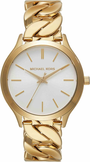  Shop Authentic Michael Kors Runway Three-Hand White Dial Gold Steel Strap Watch for Women - MK7472 - Luxxuri