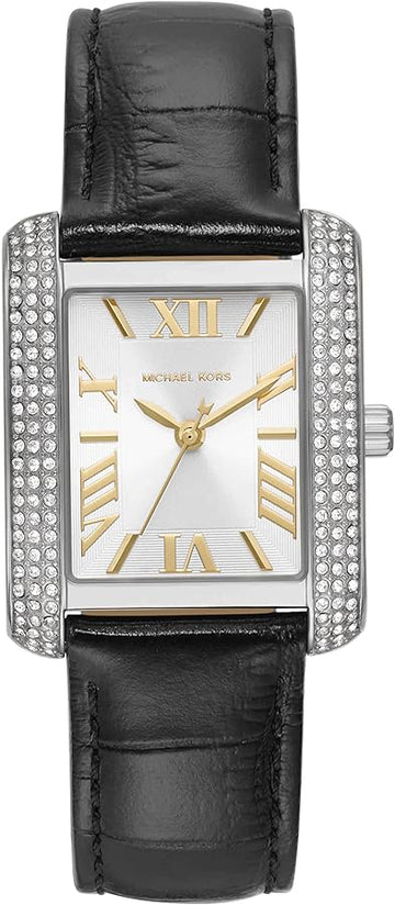  Shop Authentic Michael Kors Emery Three Hand Silver Dial Black Leather Strap Watch For Women - MK4696 - Luxxuri