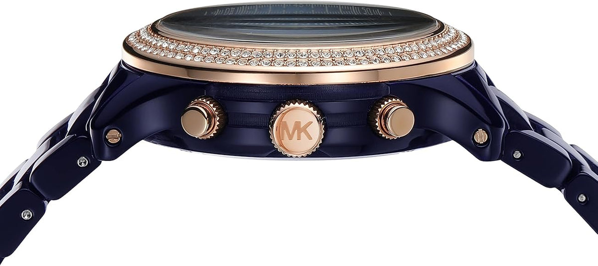  Shop Authentic Michael Kors Runway Chronograph Blue Dial Blue Steel Strap Watch for Women - MK7423 - Luxxuri