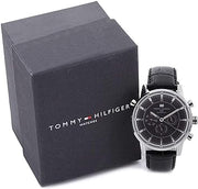  Shop Authentic Tommy Hilfiger Harrison Chronograph Black Dial Black Leather Strap Watch for Men - 1790875 - Luxxuri