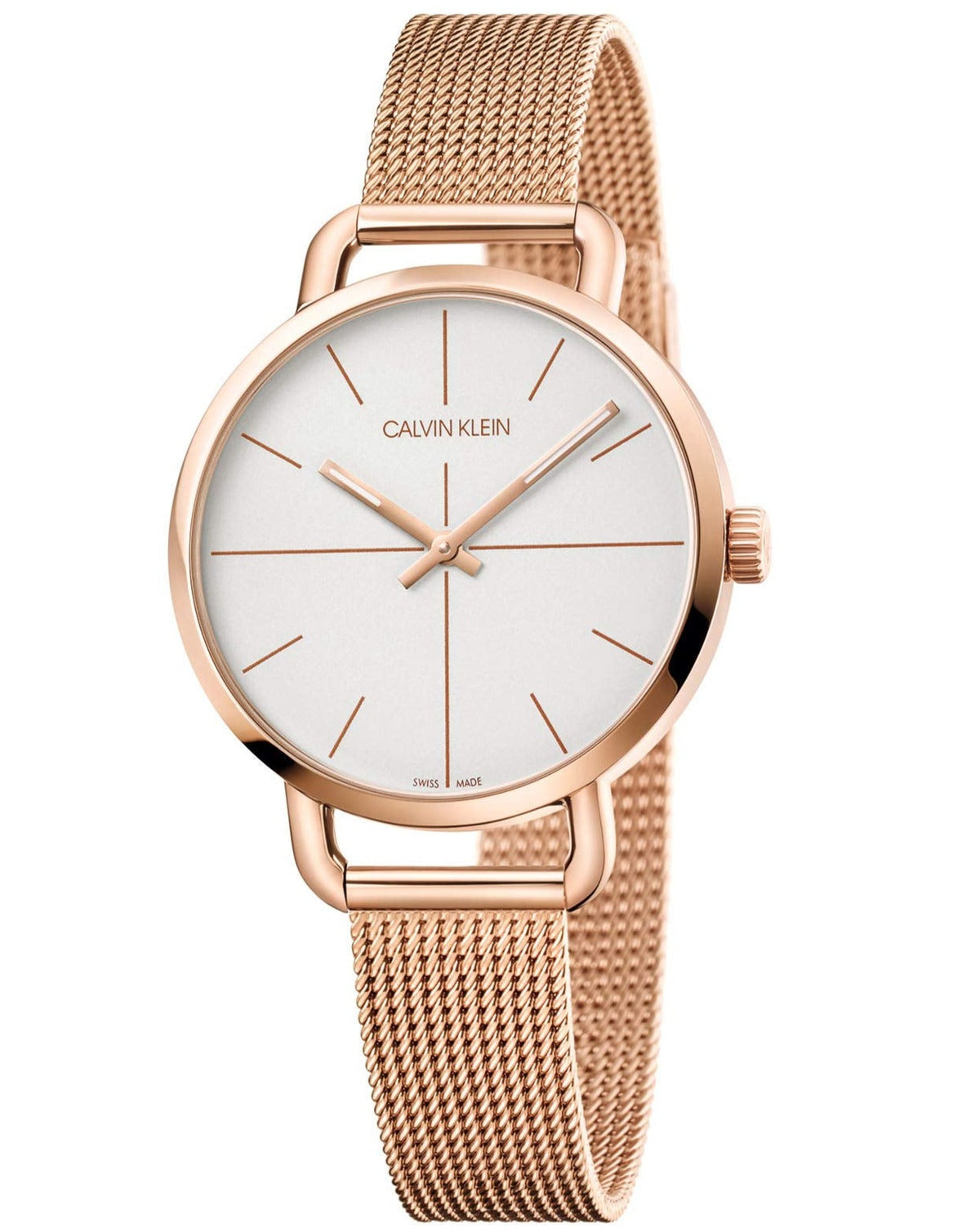  Shop Authentic Calvin Klein Even White Dial Rose Gold Mesh Bracelet Watch for Women - K7B23626 - Luxxuri
