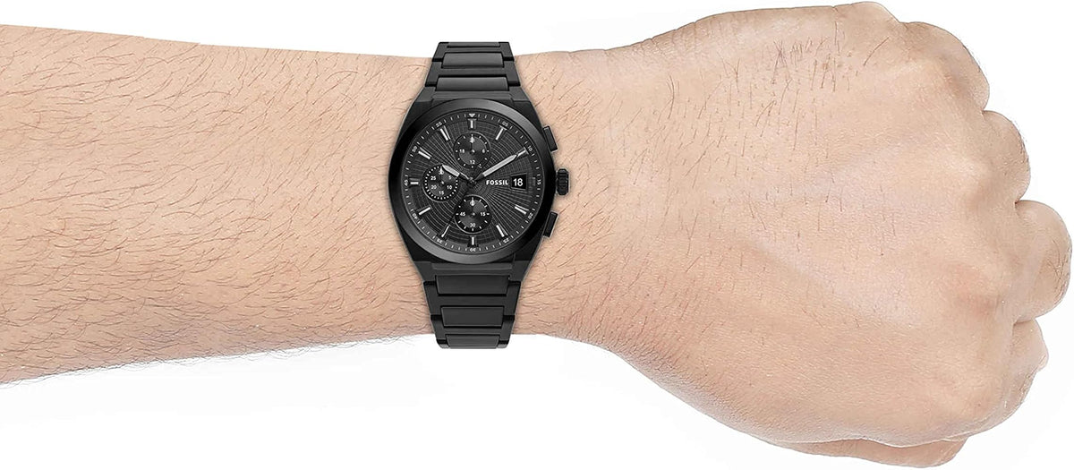  Shop Authentic Fossil Everett Chronograph Black Dial Black Steel Strap Watch for Men - FS5797 - Luxxuri