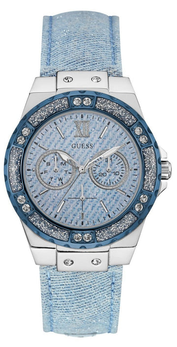  Shop Authentic Guess Limelight Quartz Blue Dial Blue Leather Strap Watch For Men - W0775l1 - Luxxuri