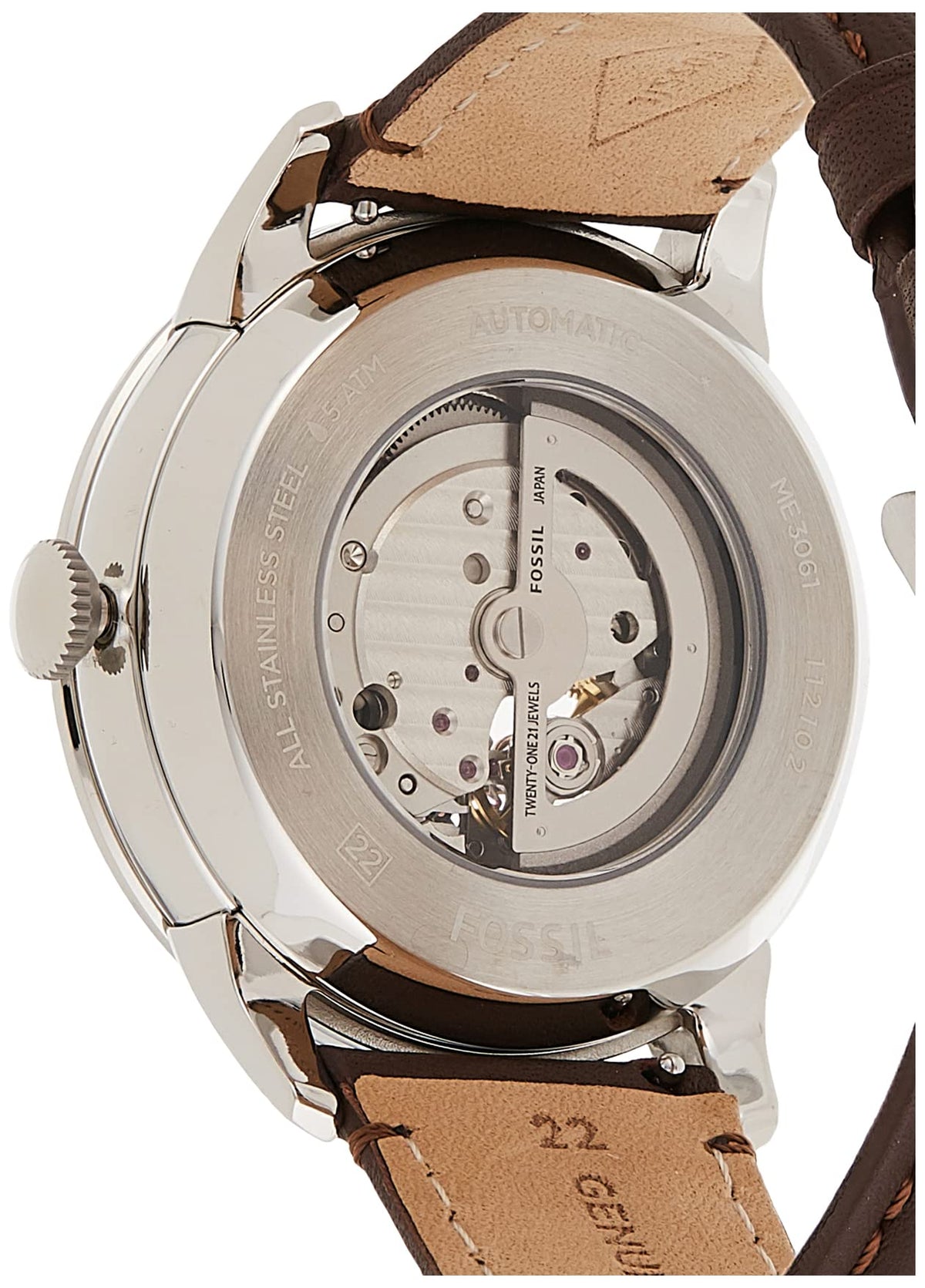  Shop Authentic Fossil Townsman Automatic Black Dial Brown Leather Strap Watch for Men - ME3061 - Luxxuri