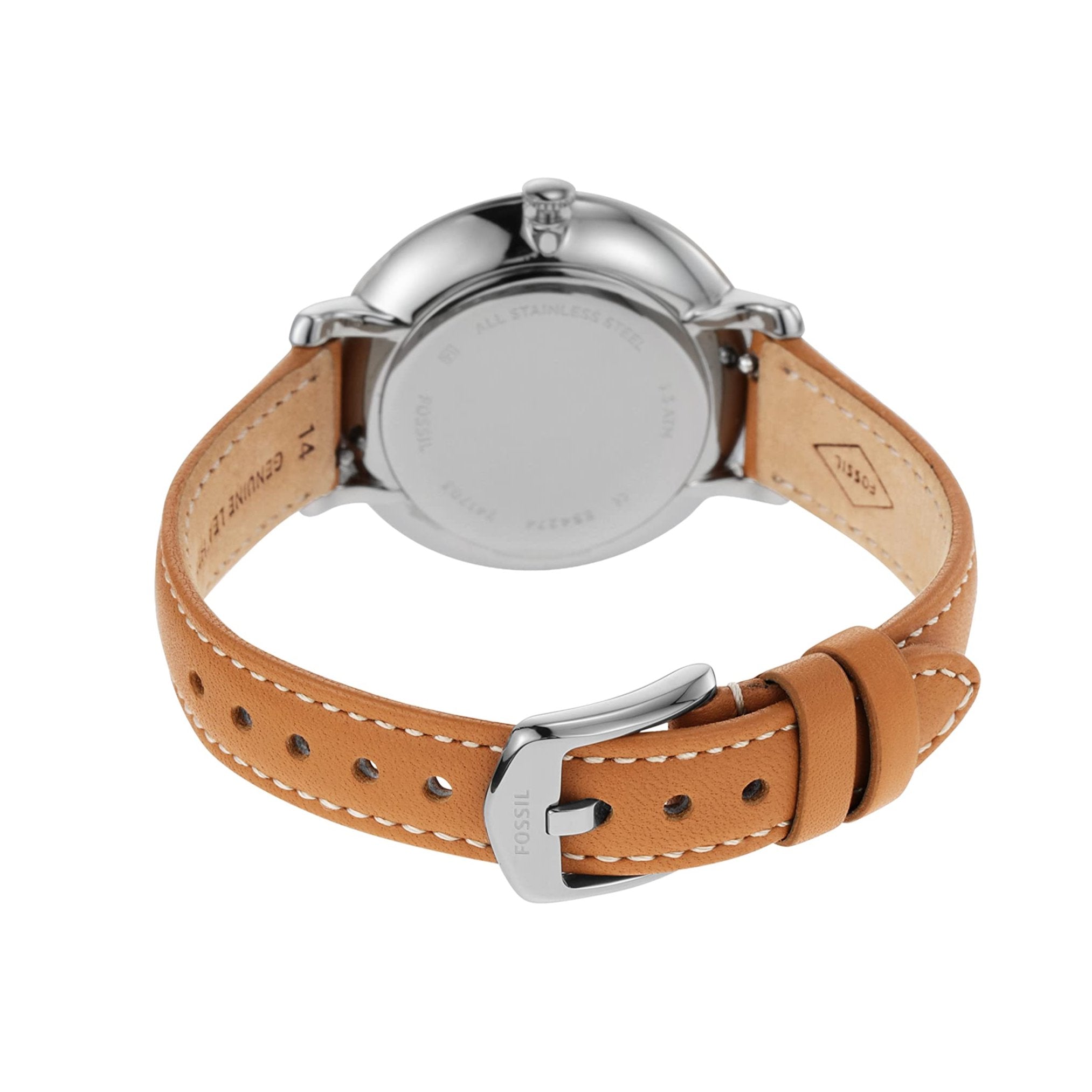  Shop Authentic Fossil Jacqueline Three Hand Date Luggage Blue Dial Brown Leather Strap Watch for Women - ES4274 - Luxxuri