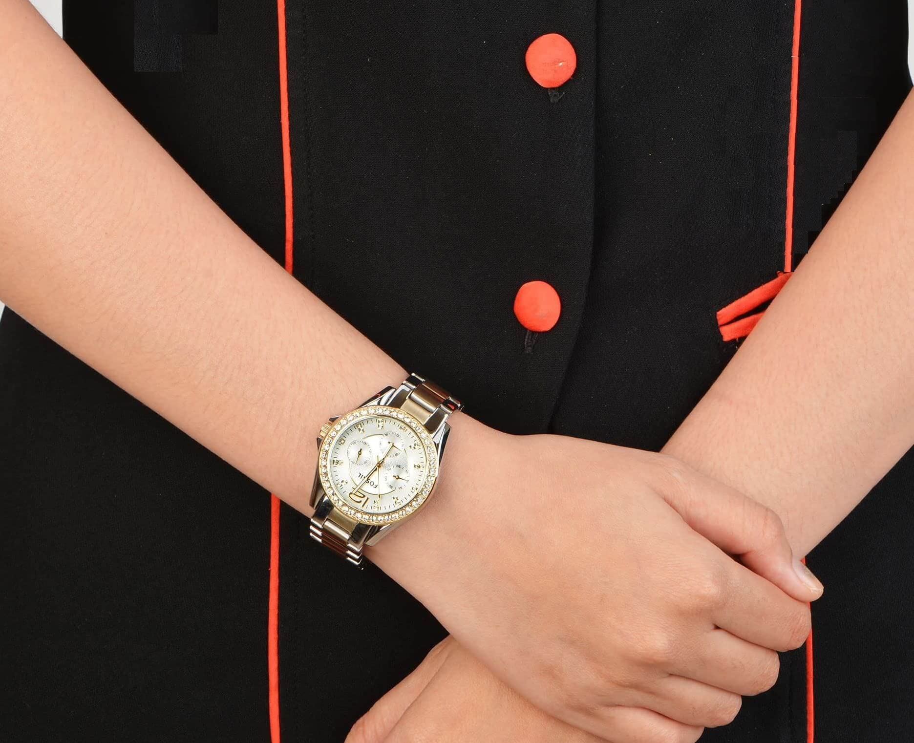  Shop Authentic Fossil Riley White Dial Two Tone Steel Strap Watch for Women - ES3204 - Luxxuri