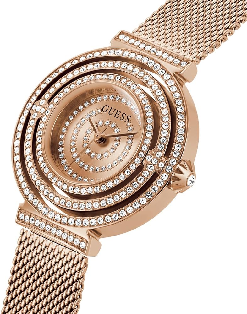  Shop Authentic Guess Dream Crystals Rose Gold Dial Rose Gold Mesh Bracelet Watch For Women - GW0550L3 - Luxxuri