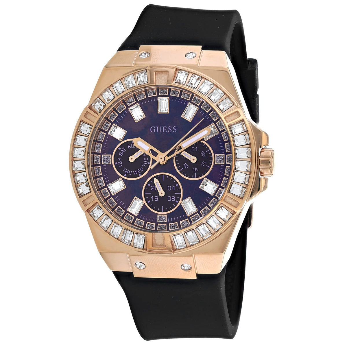  Shop Authentic Guess Venus Diamonds Black Dial Black Rubber Strap Watch for Women - GW0118L2 - Luxxuri