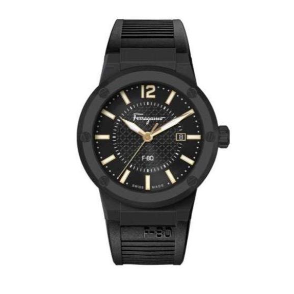 Shop Authentic Salvatore Ferragamo F-80 Classic Black Dial Black Rubber Strap Watch for Men - SFHY01622 - Luxxuri