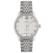  Shop Authentic Gucci G Timeless Automatic Silver Dial Silver Steel Strap Watch for Men - YA126354 - Luxxuri