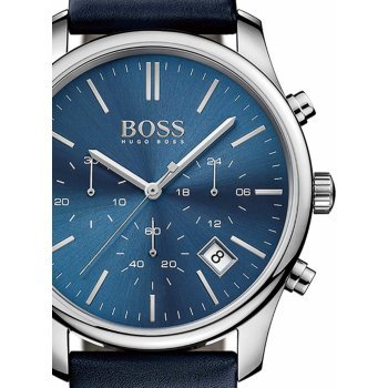  Shop Authentic Hugo Boss Time One Blue Dial Black Leather Strap Watch for Men - 1513431 - Luxxuri