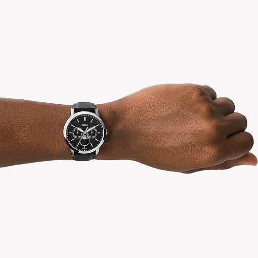  Shop Authentic Fossil Neutra Minimalist Moonphase Black Dial Black Leather Strap Watch for Men - FS5904 - Luxxuri