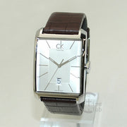  Shop Authentic Calvin Klein Window Silver Dial Brown Leather Strap Watch for Men - K2M21126 - Luxxuri