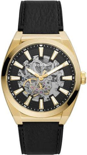  Shop Authentic Fossil Everett Automatic Skeleton Black Dial Black Leather Strap Watch for Men - ME3208 - Luxxuri