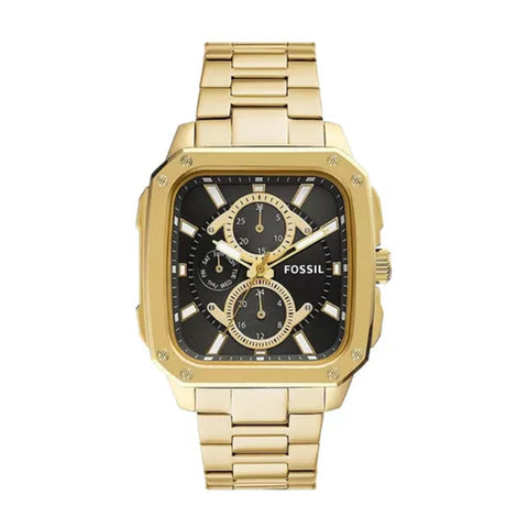  Shop Authentic Fossil Inscription Multifunction Black Dial Gold Steel Strap Watch for Men - BQ2656 - Luxxuri