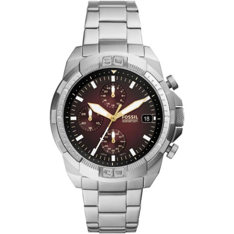  Shop Authentic Fossil Bronson Chronograph Red Dial Silver Steel Strap Watch for Men - FS5878 - Luxxuri
