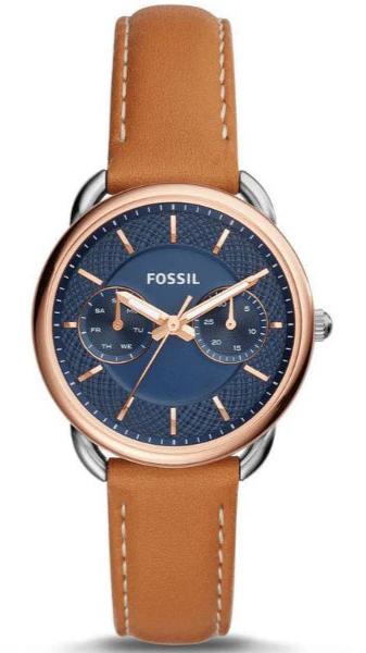 Shop Authentic Fossil Tailor Date-Day Quartz Blue Dial Brown Leather Strap Watch for Women - ES4257 - Luxxuri