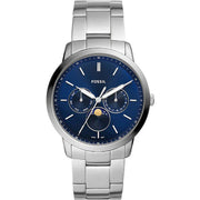  Shop Authentic Fossil Neutra Minimalist Moonphase Blue Dial Silver Steel Strap Watch for Men - FS5907 - Luxxuri