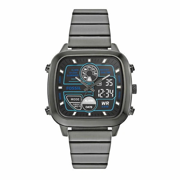  Shop Authentic Fossil Retro Analog-Digital Black Dial Grey Steel Strap Watch for Men - FS5892 - Luxxuri