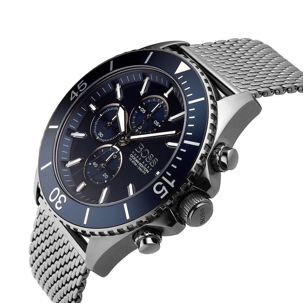  Shop Authentic Hugo Boss Ocean Edition Blue Dial Black Mesh Bracelet Watch for Men - 1513702 - Luxxuri