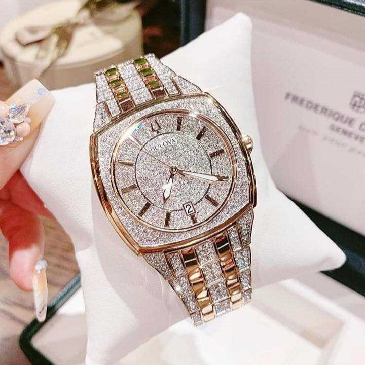  Shop Authentic Bulova Phantom Crystal Silver Dial Two Tone Steel Strap Watch for Men - 98B324 - Luxxuri