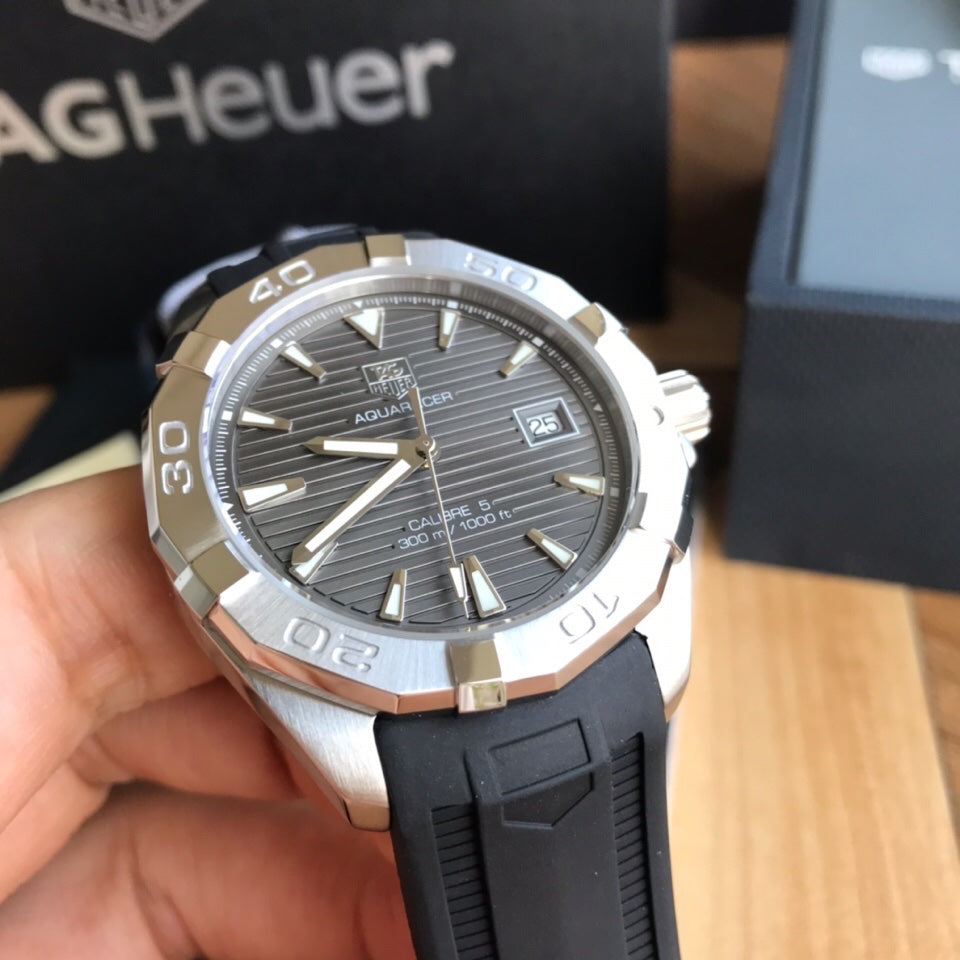  Shop Authentic Tag Heuer Aquaracer Caliber 5 Automatic Black Dial Black Rubber Strap Watch for Men - WAY2113.FT8021 - Luxxuri