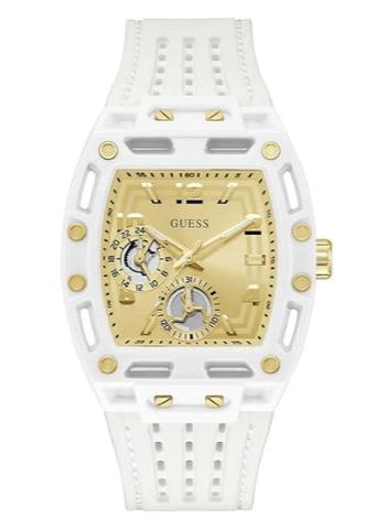  Shop Authentic Guess Phoenix Analog Gold Dial White Silicone Strap Watch For Men - GW0499G5 - Luxxuri