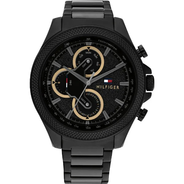  Shop Authentic Tommy Hilfiger Clark Chronograph Black Dial Black Steel Strap Watch For Men - 1792081 - Luxxuri