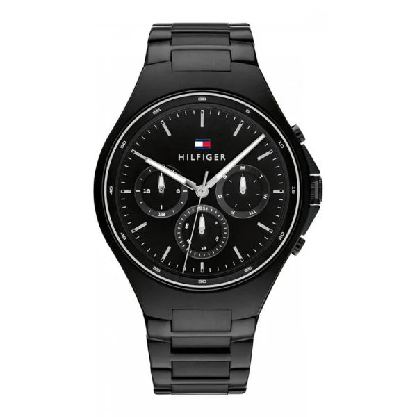  Shop Authentic Tommy Hilfiger Justin Chronograph Black Dial Black Steel Strap Watch For Men - 1792055 - Luxxuri