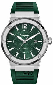  Shop Authentic Salvatore Ferragamo F-80 Classic Green Dial Green Rubber Strap Watch for Men - SFHY02722 - Luxxuri