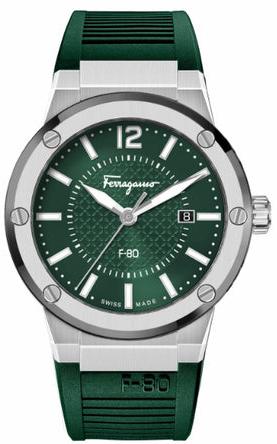  Shop Authentic Salvatore Ferragamo F-80 Classic Green Dial Green Rubber Strap Watch for Men - SFHY02722 - Luxxuri