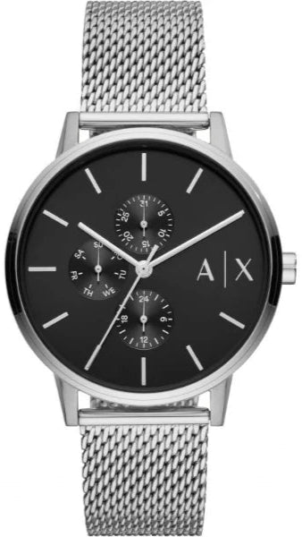  Shop Authentic Armani Exchange Cayde Chronograph Black Dial Silver Mesh Strap Watch For Men - AX2714 - Luxxuri
