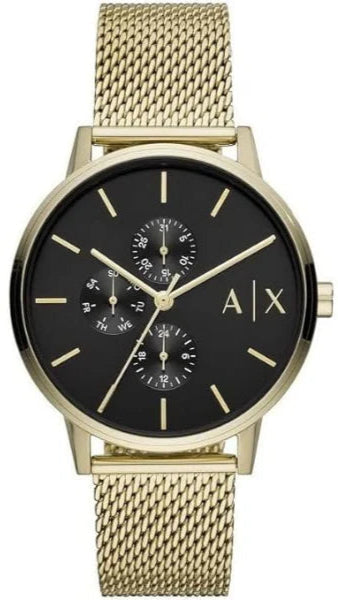  Shop Authentic Armani Exchange Cayde Chronograph Black Dial Gold Mesh Strap Watch For Men - AX2715 - Luxxuri