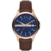  Shop Authentic Armani Exchange Hampton Chronograph Blue Dial Brown Leather Strap Watch For Men - AX2172 - Luxxuri