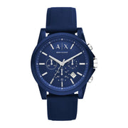  Shop Authentic Armani Exchange Outerbanks Chronograph Blue Dial Blue Silicone Strap Watch For Men - AX1327 - Luxxuri