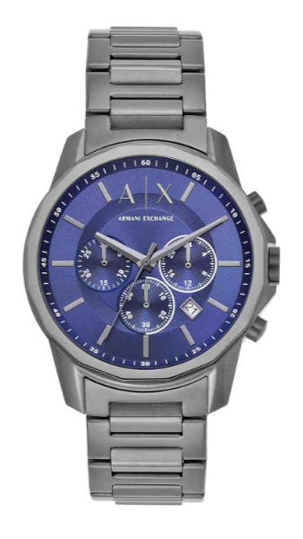  Shop Authentic Armani Exchange Banks Chronograph Blue Dial Grey Steel Strap Watch For Men - AX1731 - Luxxuri
