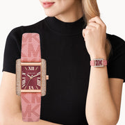  Shop Authentic Michael Kors Emery Quartz Diamonds Red Dial Pink Leather Strap Watch For Women - MK2966 - Luxxuri